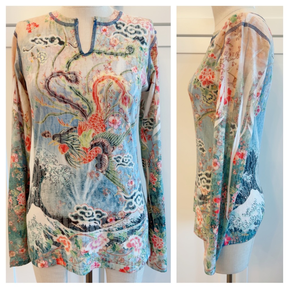 Gorgeous Phoenix & Wave Print Medium LS Shirt
